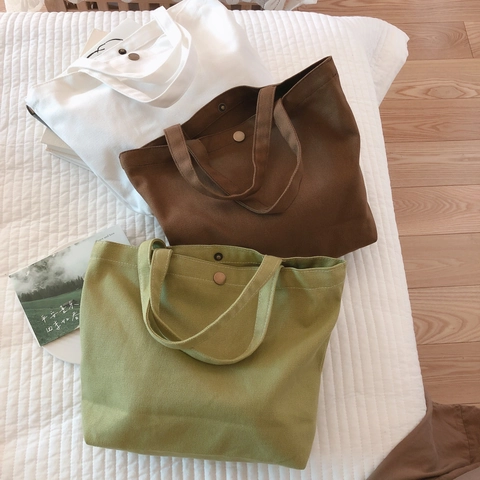 Piccola Borsa A Mano In Tela Minimalista Retrò Borsa Tote Portatile Con Chiusura A Bottone In Metallo Per Donna Tempo