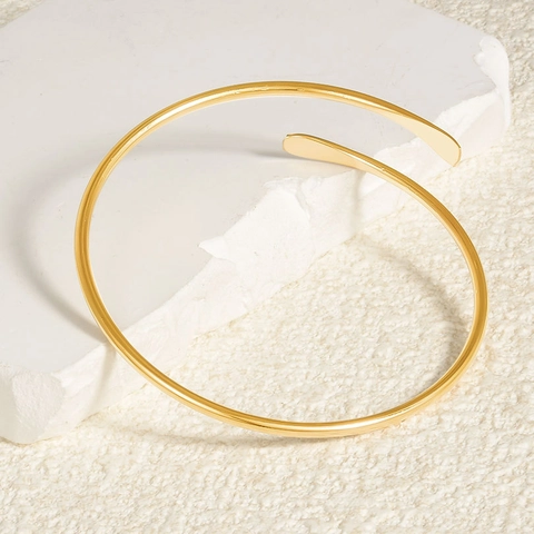 304 Stainless Steel Minimalist Cuff Bracelet 18K Gold Plated Adjustable Open Bangle Jewelry For Women