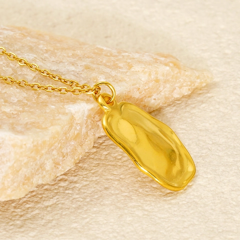 Onregelmatige Lava Hanger Ketting Roestvrij Staal 18K Verguld Minimalistisch Vloeibaar Metaal Textuur Sieraden Mannen Vrouwen
