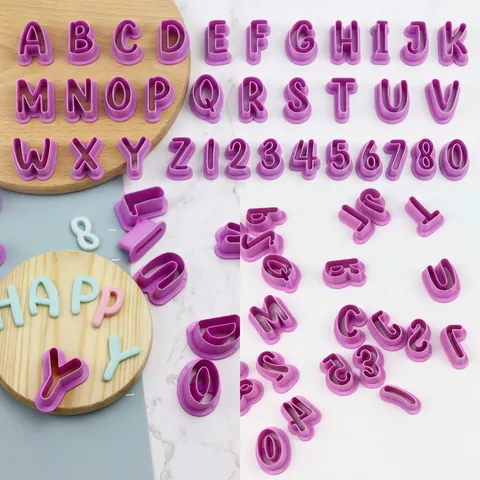 Alphabet Zahlen Ausstecher Kunststoff Fondant Stempelformen Für Tortendeko DIY Backen Lila