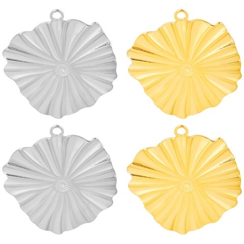 Irregular Flower Pendant 304 Stainless Steel Textured Lotus Leaf Charms For DIY Necklace Bracelet Making Gold Plated