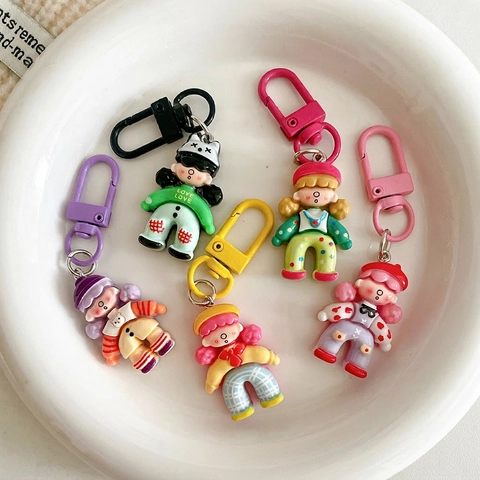 Schattige Cartoon Pop Meisje Sleutelhanger Hars Kleurrijke Tas Hanger Voor Rugzak Accessoires Kawaii Trendy Cadeau