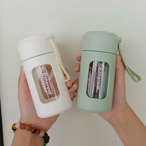 Botella De Agua Portátil De Vidrio Borosilicato Con Filtro De Acero Inoxidable 304 Separación De Té Minimalista