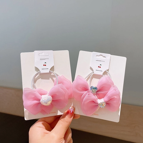 Pinzas Para El Cabello Con Lazo De Organza Rosa Con Corona De Strass Y Perla Artificial Tocado De Princesa Para Niñas