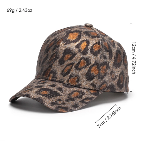 Leopard Print Baseball Kappe Metallic Polyester Mode Sonnenschutz Outdoor Verstellbar Lässige Peak Hut Für Damen Herren