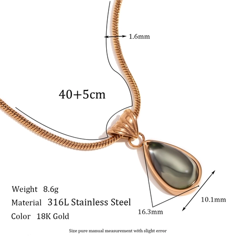 Collana con Pendente a Goccia Rétro Francese in Acciaio Inossidabile Placcato Oro Argento Strass Catena a Serpente Gioielli Donna