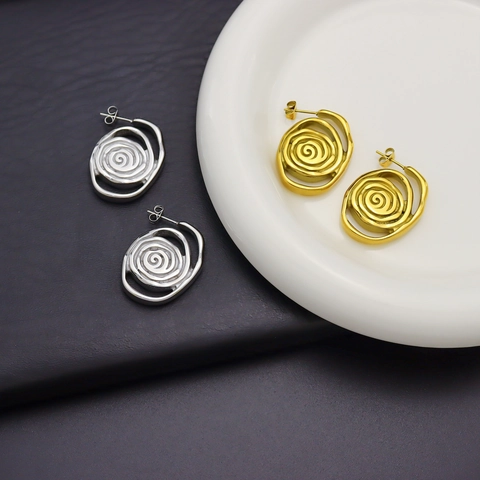 Minimalistische Spiral Vortex Ohrstecker Aus Edelstahl 18K Vergoldet Geometrischer Modeschmuck Für Damen