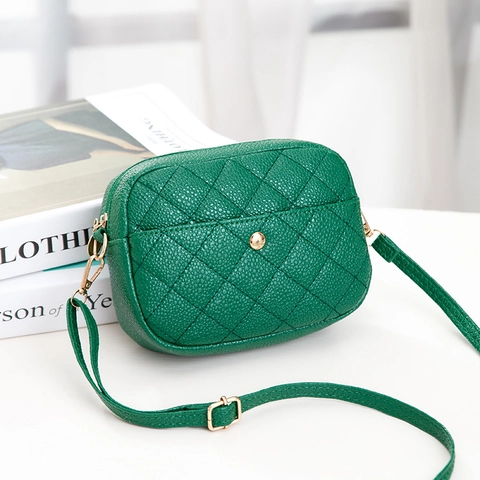 Women Quilted Crossbody Bag PU Leather Caviar Texture Small Square Shoulder Purse Minimalist Fashion Phone Pouch Gold Hardware