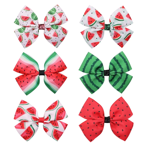 Mollette Per Capelli Fiocco Anguria Nastro Grosgrain Stampa Frutta Clip A Coccodrillo Accessori Per Capelli Per Ragazze Bambini