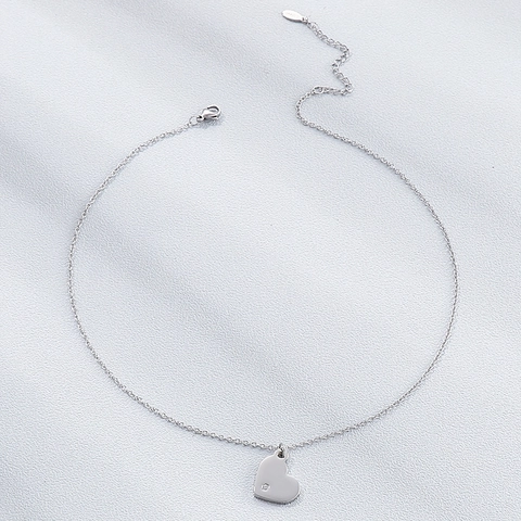 Herz Anhänger Halskette Edelstahl Minimalistisch Schlüsselbein Kette Spiegelpoliert Zirkon Eingelegt Schmuck Für Damen