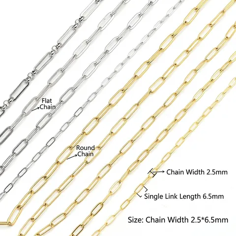 DIY Jewelry Making Chain Stainless Steel 18K Gold Plated Paperclip Long Link Necklace Bracelet Findings