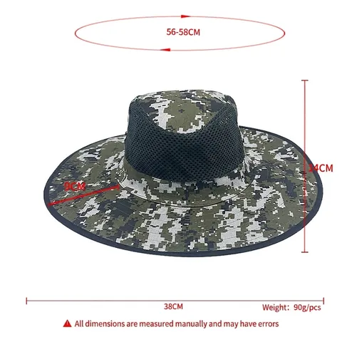 Camouflage Mosquito Net Bucket Hat Polyester Sun Protection Mesh Fishing Hat For Outdoor Gardening Men Women