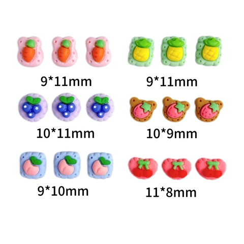 Dijes Uñas Resina Galleta Frutas Colorido Dibujos Animados Dimensional DIY Decoración Accesorios Para Manicura Artesanía Funda