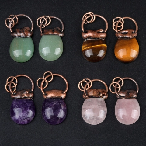 Collana con Ciondolo a Sacco di Soldi in Pietra Naturale Vintage per Donna Gioielli in Lega Retrò Ametista Quarzo Rosa Occhio di Tigre