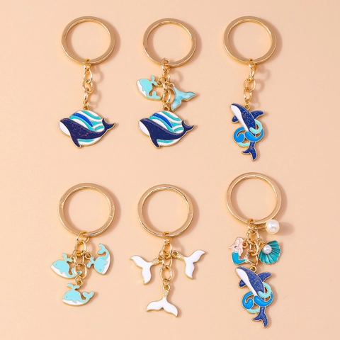 Portachiavi Balena Squalo Sirena Lega Di Metallo Smalto Animale Marino Pendente Per Borsa Regalo Cartone Animato Carino