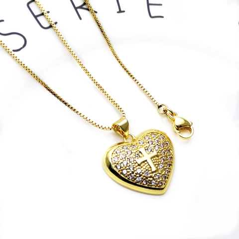 Copper Necklace Gold Plated Micro Pave Zircon Heart Tree Of Life Pendant Box Chain Elegant Jewelry For Women