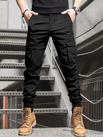 Herren Casual Cargo Hose Frühling Sommer Slim Fit Mehrentaschen Gerade Taktische Hose