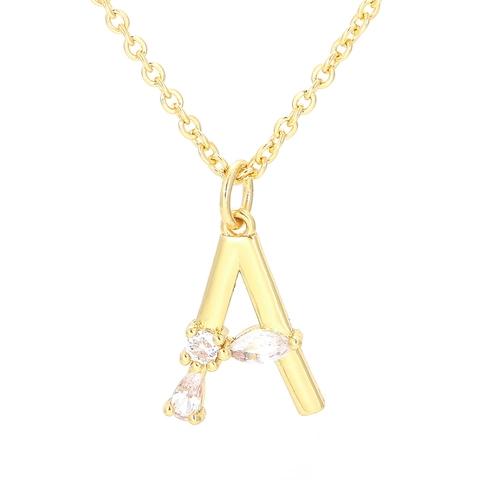 Collier Avec Pendentif Lettre Initiale Cuivre Micro Pavé Zircon Bijoux Hip Hop Chaîne De Clavicule Élégante Pour Femmes