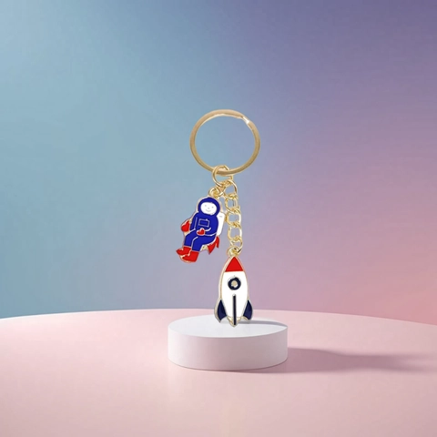 Mode Weltraum Astronaut Rakete Metall Schlüsselanhänger Emaille Weltraum Spaceman Legierung Gold Schlüsselanhänger Geschenk