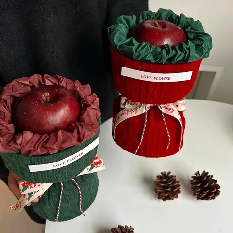 Christmas Knitted Wrapping Fabric And Ribbon Chanel Style DIY Flower Gift Packaging Materials Holiday Festive Decor