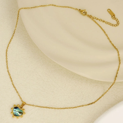 304 Stainless Steel Heart Pendant Necklace Natural White Mother Of Pearl Abalone Shell 18K Gold Plated Elegant Jewelry For Women