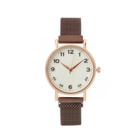 Women's Quartz Watch Milanese Mesh Strap Magnetic Buckle Arabic Numerals Simple Casual Elegant Wristwatch