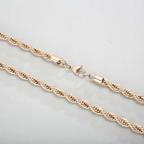 Collar De Cadena De Cuerda Minimalista De Acero Inoxidable Con Eslabones Torcidos Bañado En Oro Rosa Para Hombre Y Mujer Joyería Versátil