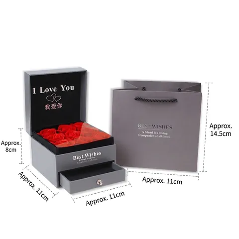 Pink Jewelry Gift Packaging Hard Cardboard Square Case With Sponge Velvet Pouch Handbag And Silver Polishing Cloth