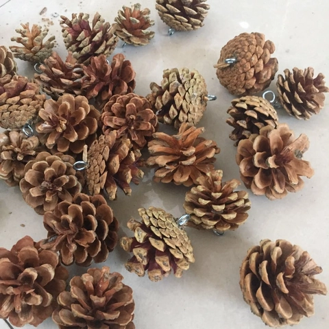 Adornos Colgantes De Piñas De Madera Natural Con Argolla De Metal Para Árbol De Navidad Manualidades DIY Estilo Rústico