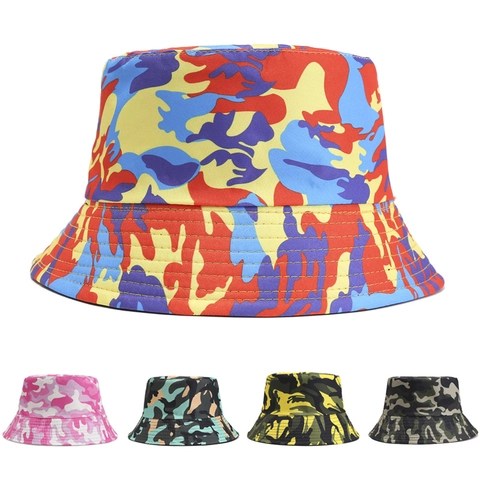 Unisex Καπέλο Bucket Παραλλαγής Πλατύ Γείσο Προστασία από τον Ήλιο Αναδιπλούμενο Πολυεστέρας Camo Print Καλοκαιρινό Καπέλο Σκίασης