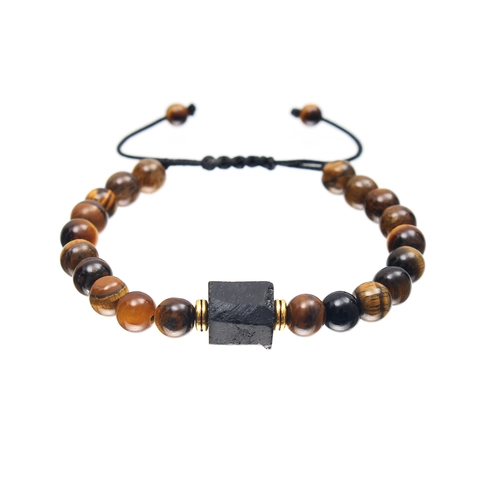 Bracciale Con Perline In Pietra Naturale Da Uomo Occhio Di Tigre Pietra Lavica Howlite Tormalina Corda Intrecciata Regolabile