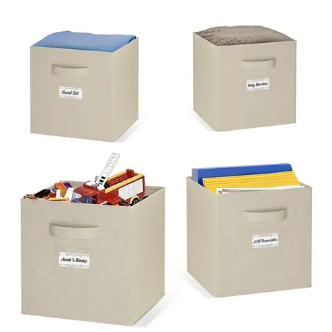 Opvouwbare Opbergdozen Van Stof Non Woven Kubus Organizer Met Handvat En Labelvenster Voor Kleding Speelgoed Huis