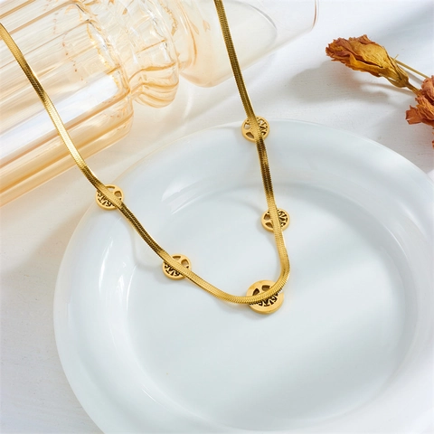 Collier Arbre De Vie Acier Inoxydable Plaqué Or Vintage Rond Creux Serti De Zircon Chaîne Serpent Bijoux Pour Femmes