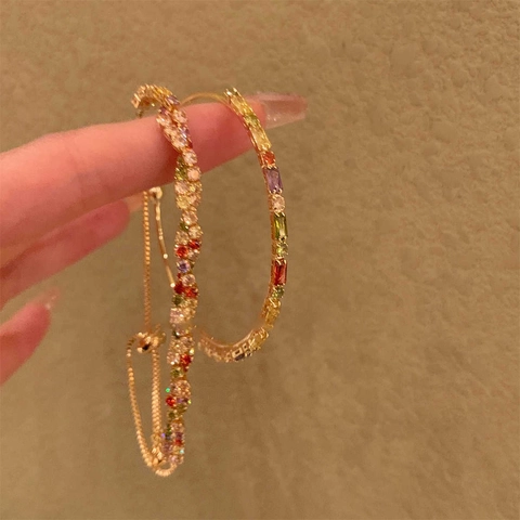 Colorful Cubic Zirconia Bracelet Bangle Copper Brass Twisted Cross Design Adjustable Pull Chain Elegant Jewelry For Women