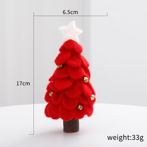 Mini Albero di Natale in Feltro Nordico Ornamento da Tavolo Con Base in Legno Stella Campanella Decorazione da Scrivania per Casa Ufficio Festa Universale