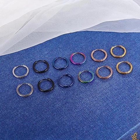 Set di Orecchini a Cerchio in Acciaio Inossidabile Unisex Multicolore Piccoli Orecchini Huggie per Uomo Donna Gioielli Minimalisti