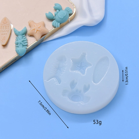 Oceaan Thema Siliconen Vorm Zeester Krab Visgraat Surfplank Voor Taart Decoratie Fondant DIY Bakken Zacht Flexibel Gereedschap