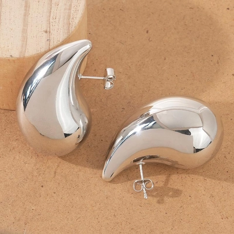 Minimalist Hollow Teardrop Stud Earrings High Polished Brass With 925 Sterling Silver Earring Post For Women