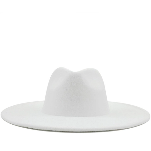 Fedora Hat Wool Cotton Blend Wide Brim Vintage Jazz Cap Solid Color French Style For Women Elegant Autumn Winter