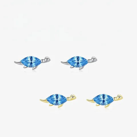 Orecchini A Lobo Tartaruga Di Mare Zircone Marquise Blu Perno In Argento Sterling 925 Gioielli Animali Carini Per Donne