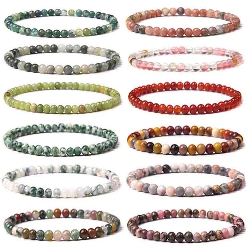Natural Stone Round Bead Bracelet Healing Energy Elastic Stretch Jewelry For Women Men Agate Amethyst Tiger Eye Aventurine