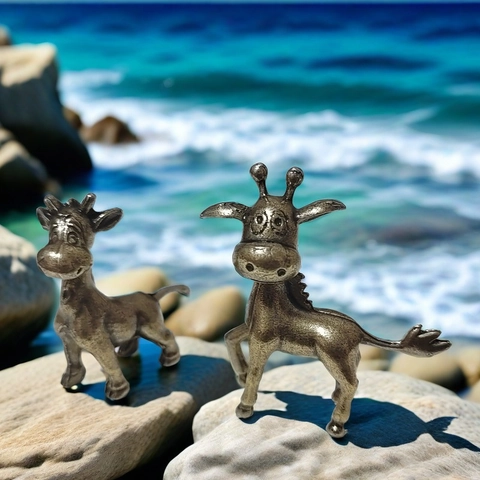 Ornamento Miniatura Giraffa Cervo Lega Ottone Metallo Galvanizzato Stile Retro Vintage Decorazione Scrivania Casa Animale