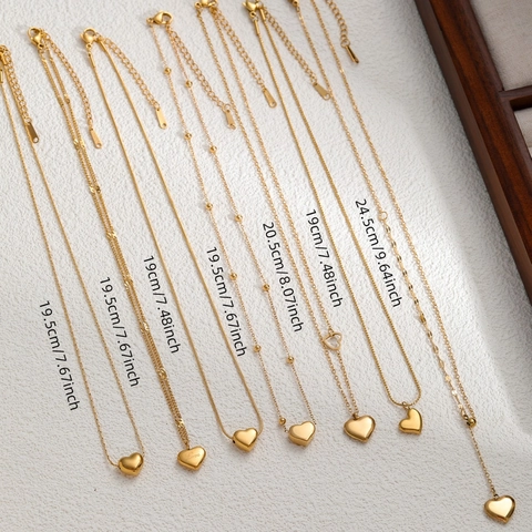 Hart Hanger Ketting Titanium Staal Verguld Minimalistisch Elegant Choker Sleutelbeen Ketting Sieraden Voor Dames