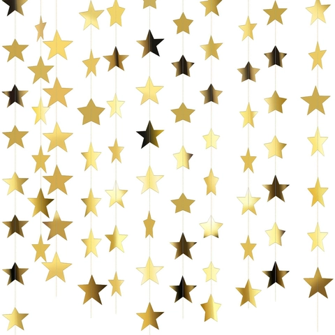 Ghirlanda Stella Carta Specchio Decorazione Appesa Per Compleanno Matrimonio Festa Sfondo Banner Luccicante Oro Festivo