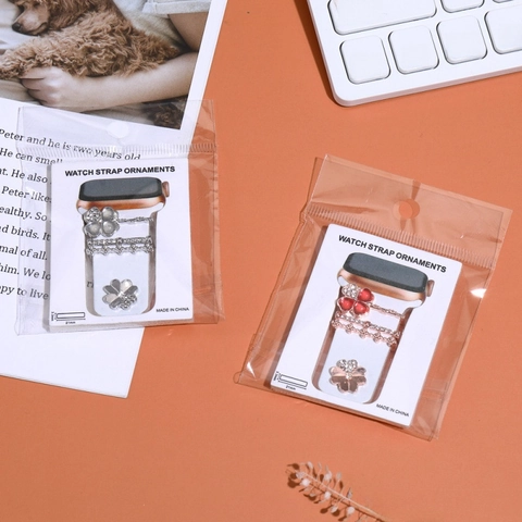 Amuletos de Correa de Reloj de Aleación de Zinc con Strass Anillos Decorativos Correa de Silicona DIY Corazón Flor Mujer