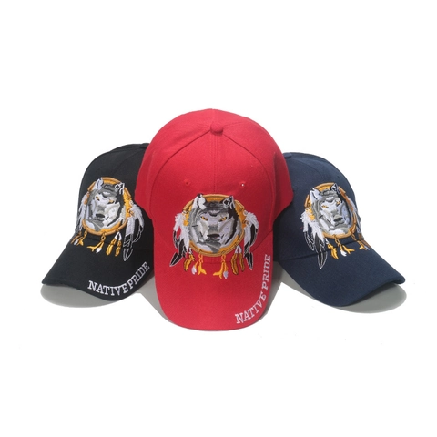 Baseballkappe Wolfskopf Traumfänger Stickerei Acryl Sonnenschutz Native Pride Retro Hip Hop Hut Herren Damen