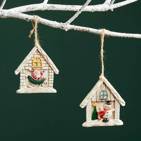 Decorazioni Da Appendere Casa Natale Resina Babbo Natale Pupazzo Di Neve Rilievo Albero Feste Dipinto A Mano Arredo Casa