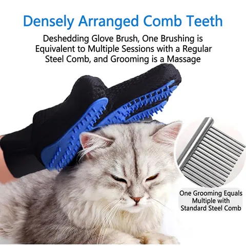 Pet Grooming Glove Silicone Hair Removal Massaging Brush For Cats Dogs Gentle Deshedding Washable Breathable Mesh