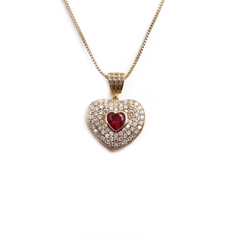 Herz Anhänger Halskette Kupfer Vergoldet Herzförmige Zirkonia Eleganter Schmuck Für Damen