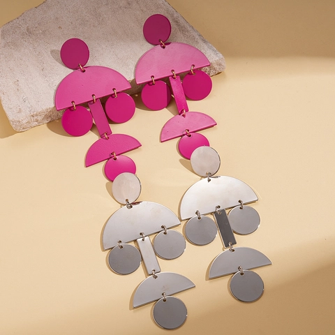 Übertriebene Geometrische Kreis-Hängeohrringe Mit Silbernem Ohrstecker Großer Statement-Schmuck Für Frauen